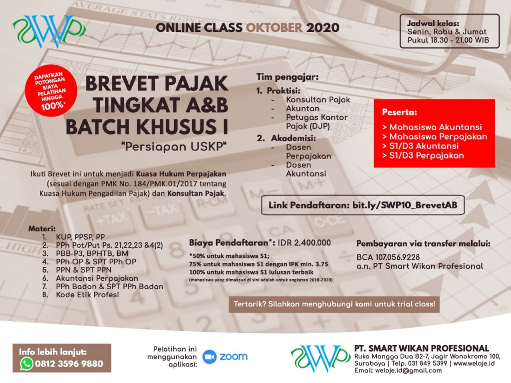 Brevet Pajak Tingkat A & B Batch Khusus I – Weloje