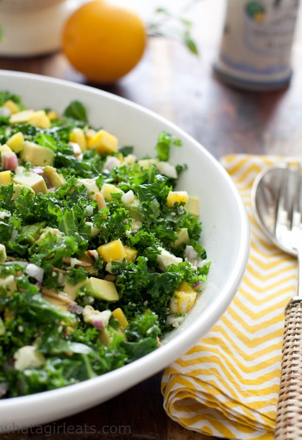 Kale Salad with Mango, Avocado And Feta What A Girl Eats