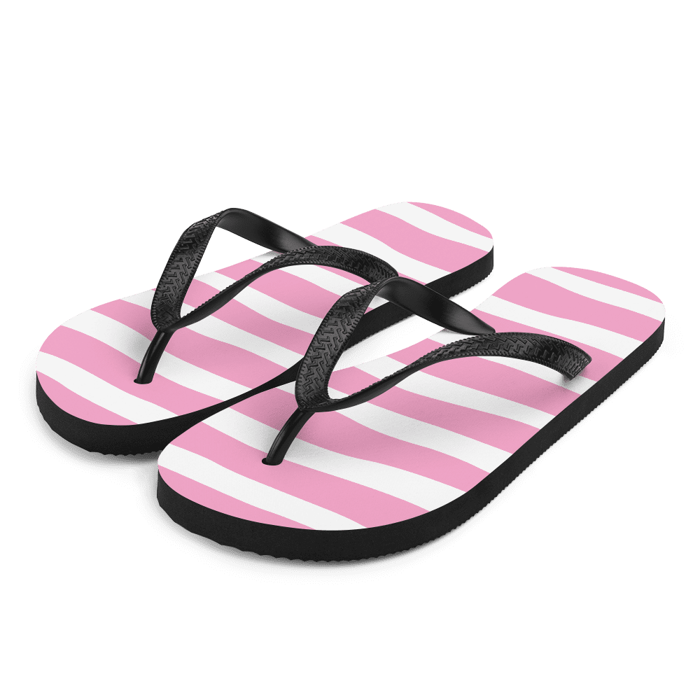 pink and white flip flops