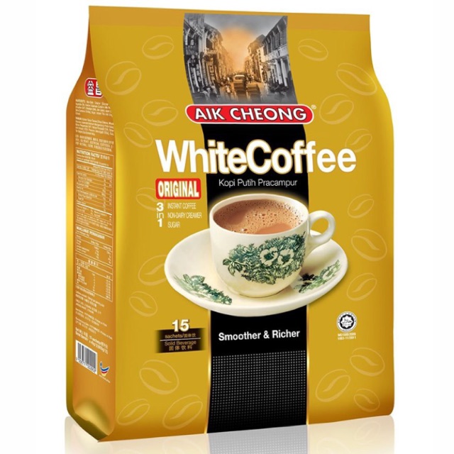 2 in 1 white coffee + creamer (without sugar) is made only from the finest premium columbian coffee beans. Aik Cheong - 3 in 1 White Coffee - White Coffee Market