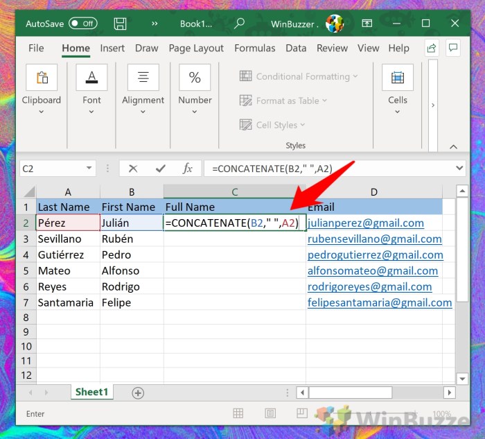 Menggabungkan teks pada excel dengan rumus