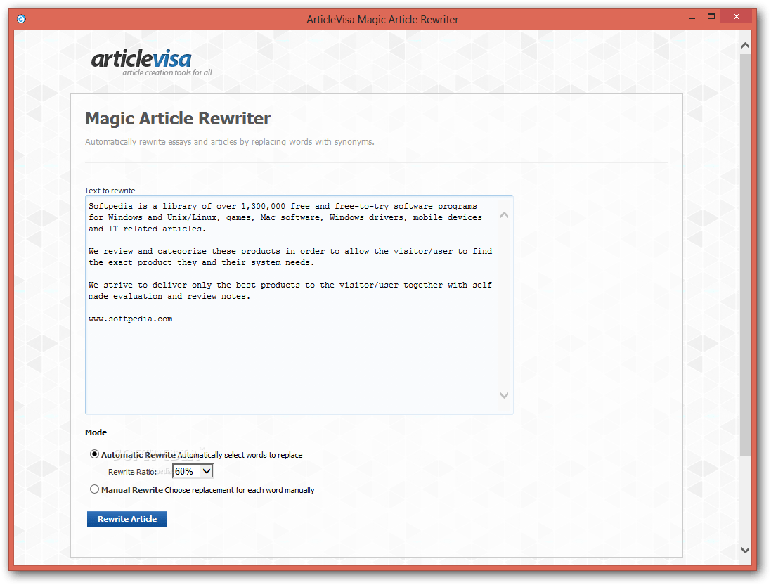 Essay rewriter, free and safe download. Download Articlevisa Magic Article Rewriter 1 0