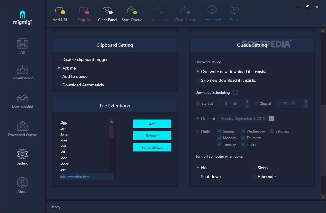 Internet download manager (commercial trial). Download MigMigi 1.8.0.0 Beta