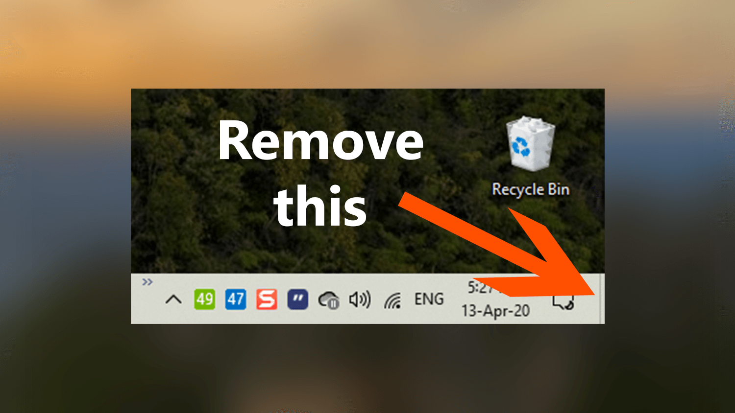 How to Remove Show Desktop Button on Taskbar