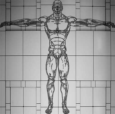 A depiction of the famous "t-pose" from video game development, as illustrated in the article by Winifred Phillips (video game music composer).