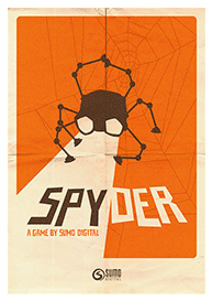 An image of the official Spyder video game promotional poster, as included in the article by video game music composer Winifred Phillips.