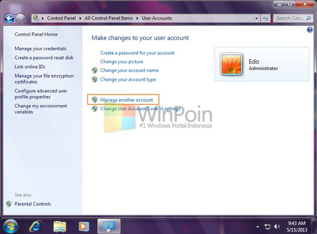Cara Mengganti Tipe User Account di Windows 7 | WinPoin