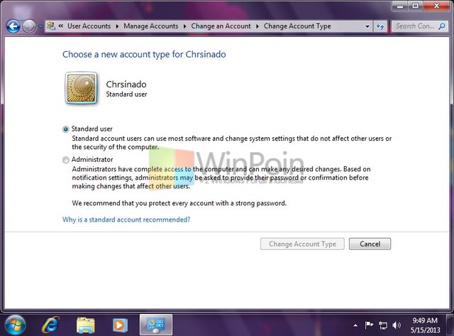 Cara Mengganti Tipe User Account di Windows 7 | WinPoin