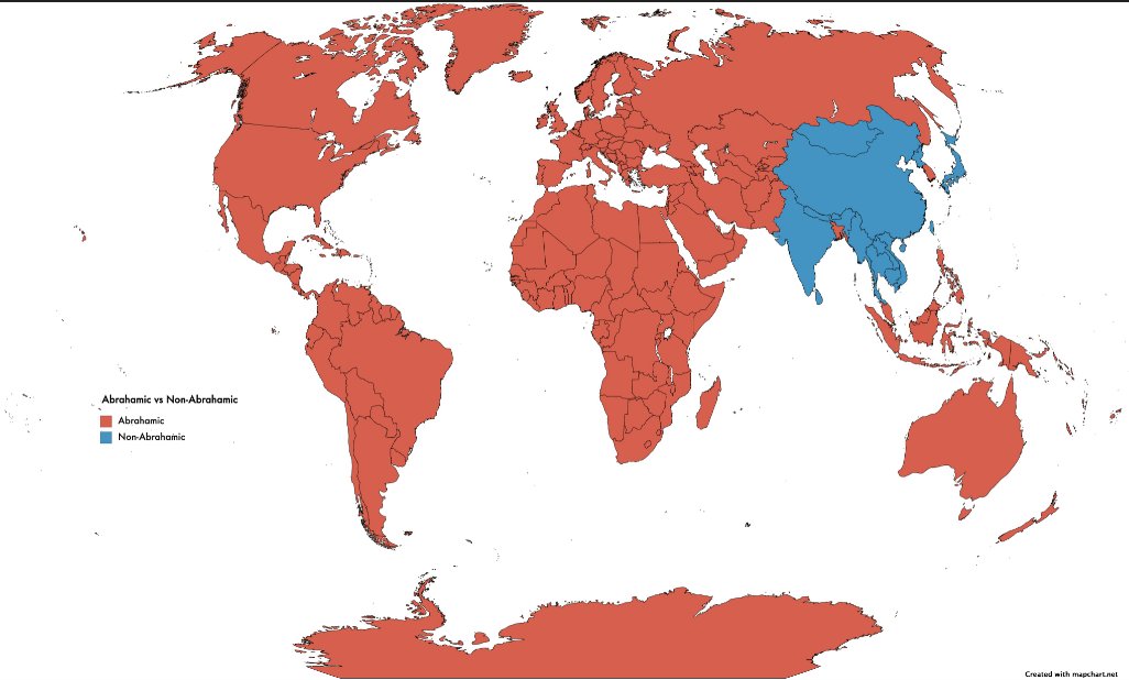 Countries With Abrahamic Non Abrahamic Religions Wondering Maps