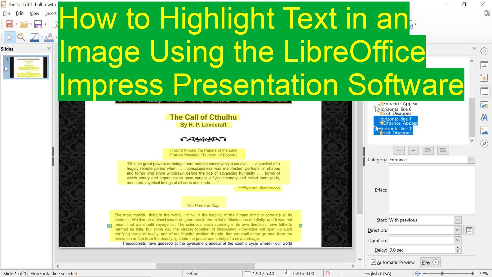 How to Highlight Text in An Image as Spoken Using the LibreOffice