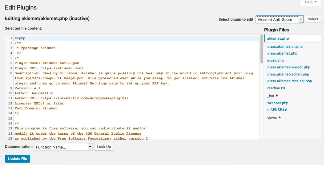 Although, this is dangerous because a single typo can render you. Plugins Editor Screen Wordpress Org