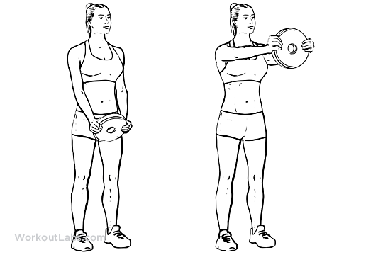 Stand on the captains chair. Standing Front Shoulder Plate / Dumbbell / Kettlebell