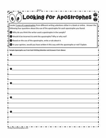 apostrophe lesson plan worksheets