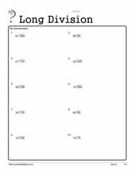 long division worksheets