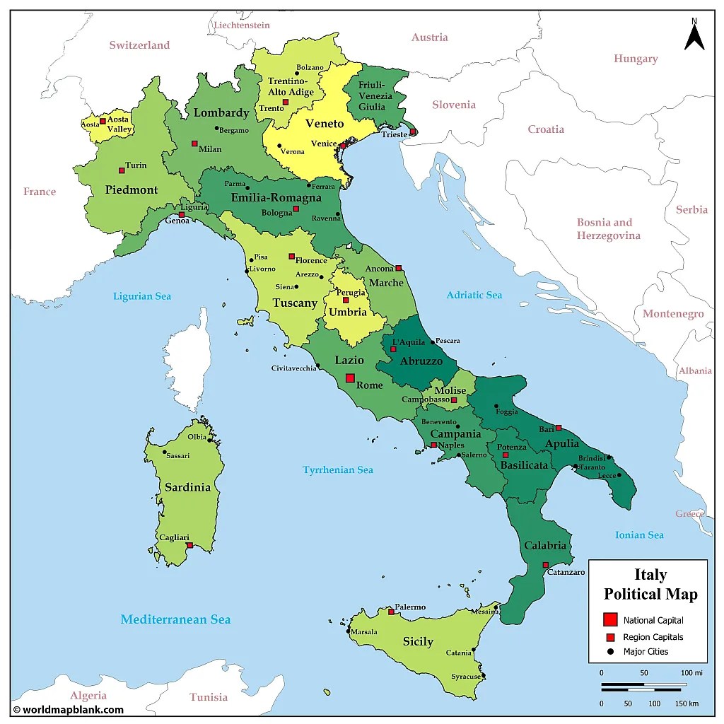 Map Of Regions Of Italy With Cities