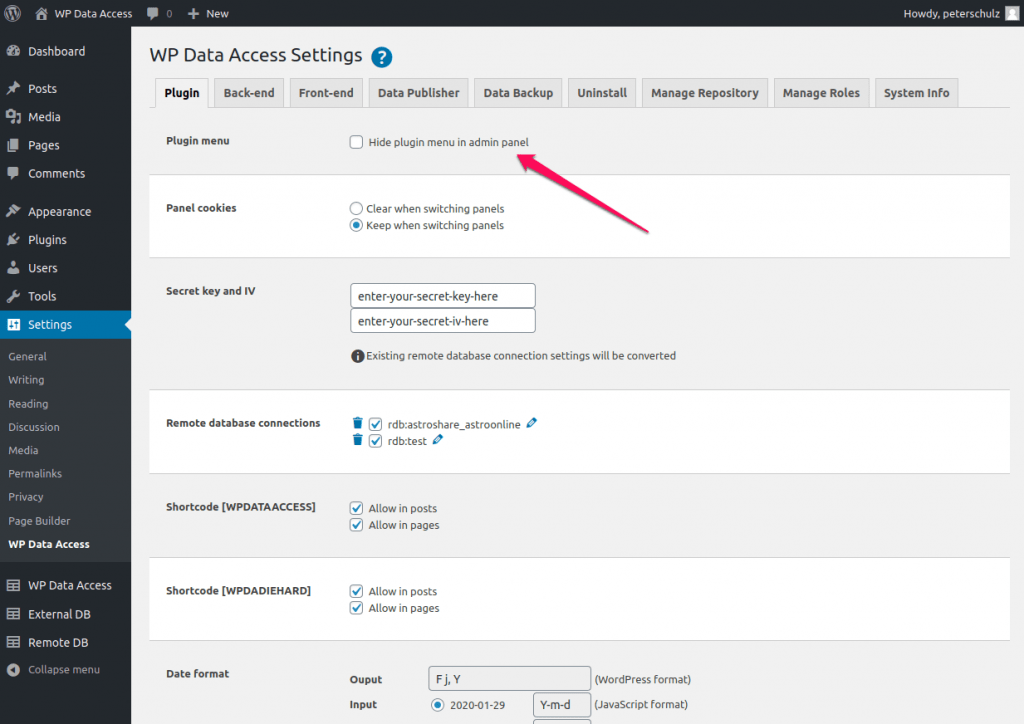 Risk to make your wordpress version visible and public you should hide it. Hide plugin menu (for developers) | WP Data Access