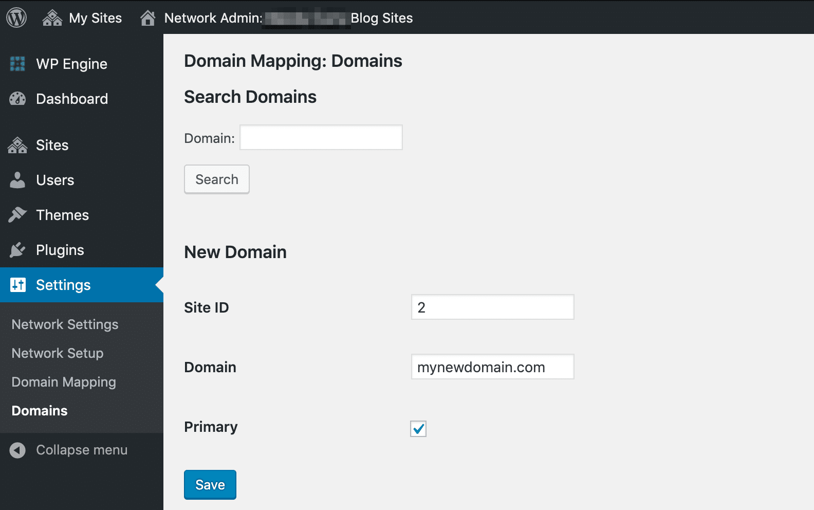 You can search and replace the old main domain on the multisite with the new single domain. New Subsites and Multisite Custom Domains | WP Engine®