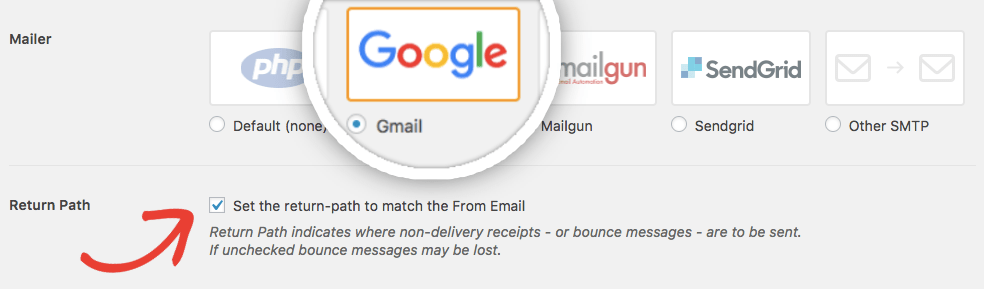 Choose Gmail for SMTP mailer