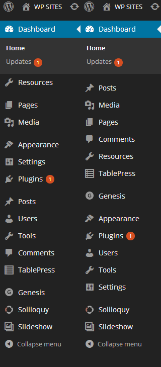 The selected items are now added to the menu in the order in which you add them. Change Menu Order Of Admin Links In WordPress