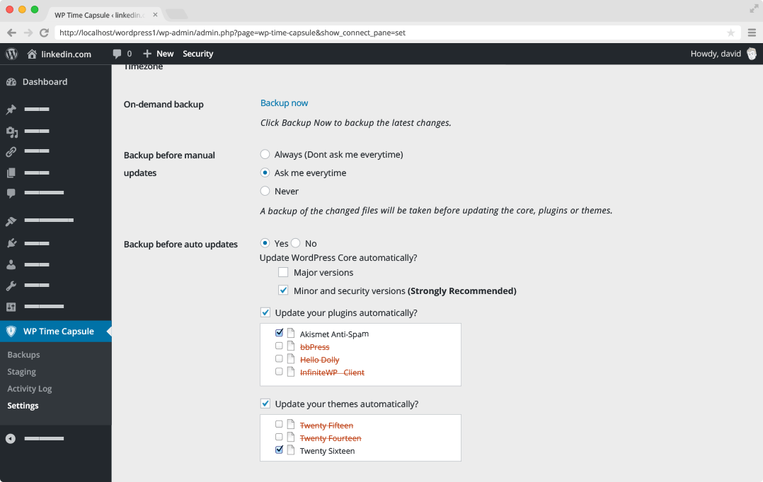 Sie möchten ein wordpress backup erstellen? Features - WP Time Capsule - Incremental WordPress Backup