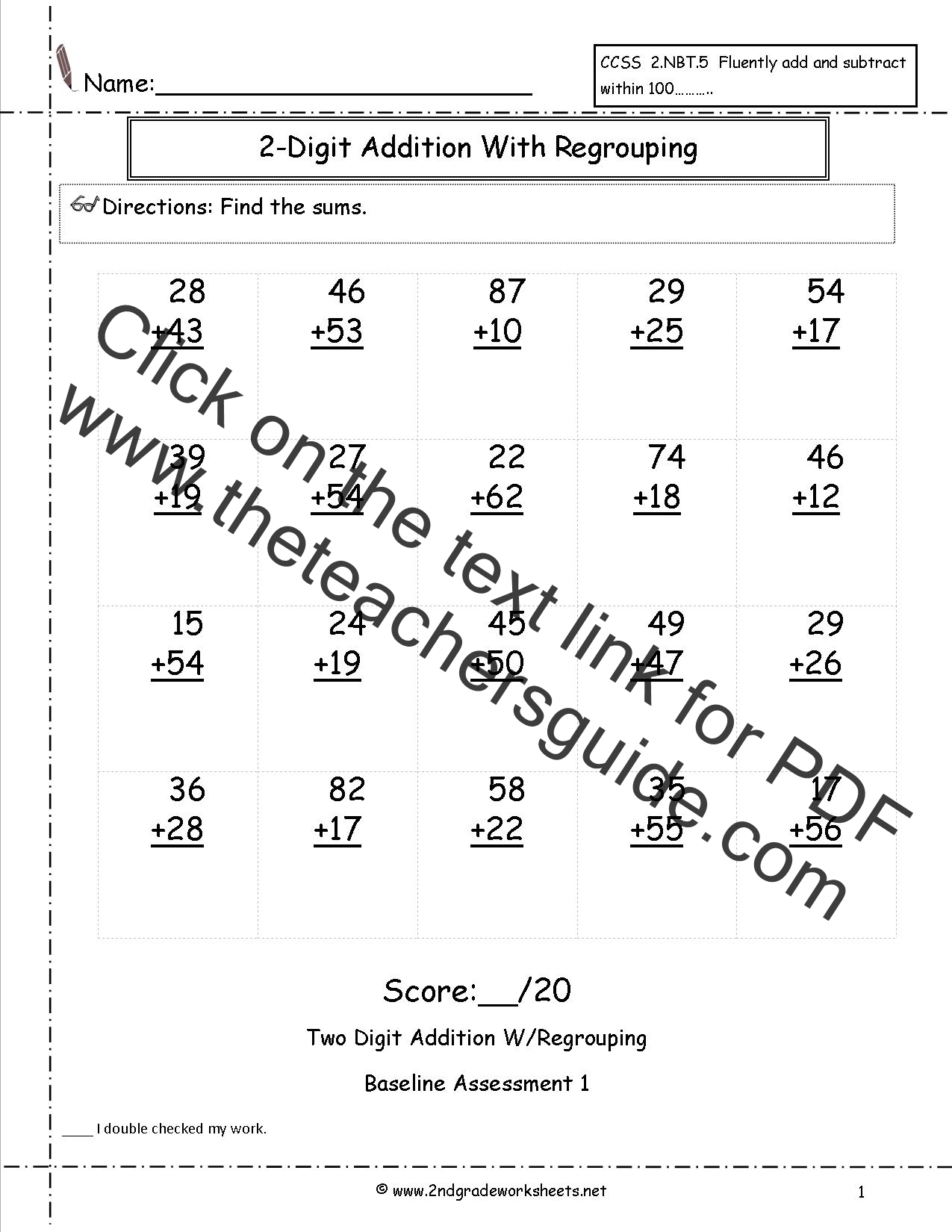 30 2 Digit Addition Without Regrouping Worksheets Coo Worksheets