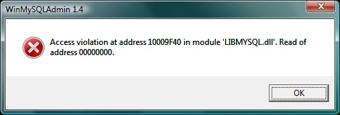 MySQL error message