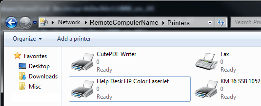 printers installed on this computer