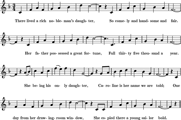 It was also here that he would take some of his experiences as the entertainer . Caroline And Her Young Sailor Bold Sheet Music For Treble Clef Instrument 8notes Com