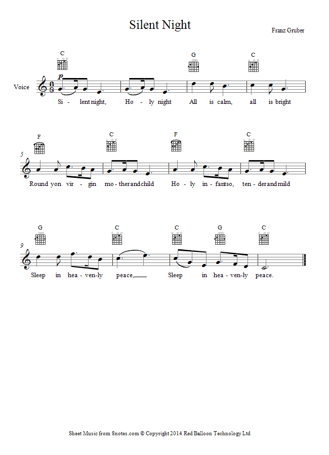 Information about the hymn tune stille nacht. Silent Night sheet music for Keyboard - 8notes.com