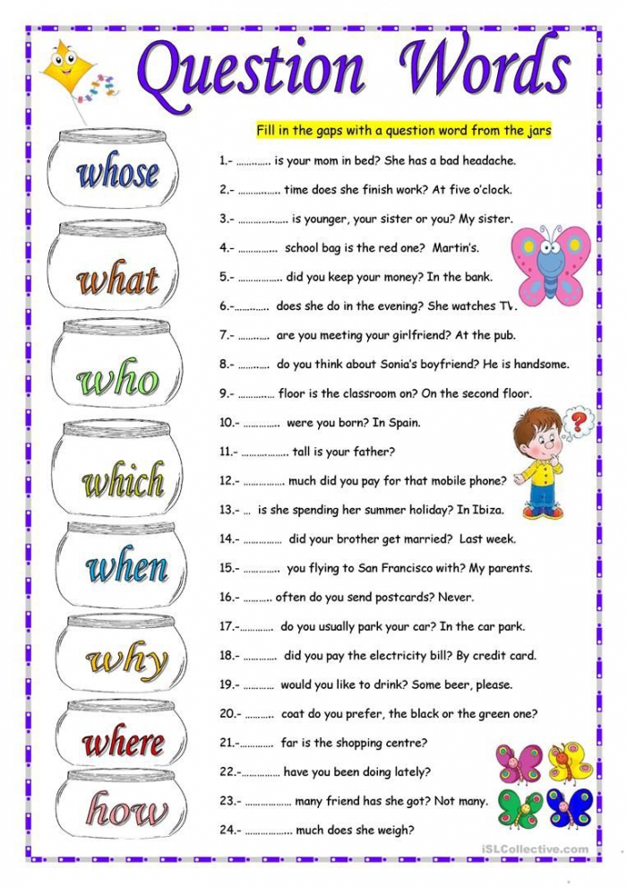 question words worksheets 99worksheets
