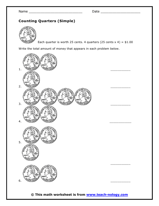 counting quarters worksheets 99worksheets