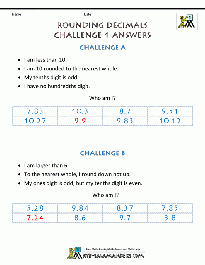 decimal challenge 1 worksheets 99worksheets