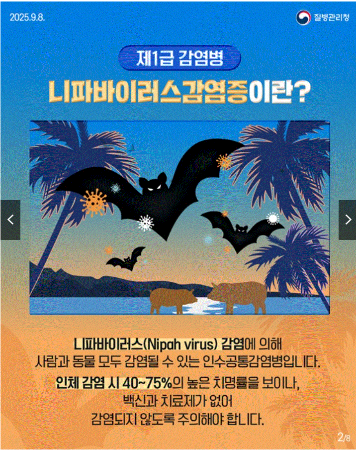 니파바이러스(Nipah Virus) 국내 유입 가능성과 대응 전략 2 니파바이러스(Nipah Virus) 국내 유입 가능성과 대응 전략