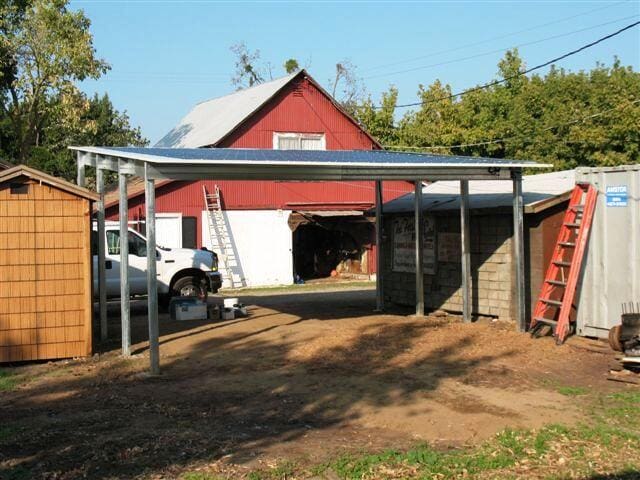 20′ wide x 21′ long x 8′ leg height x 11′ 8 peak height; Solar Carport Frame | Absolute Steel