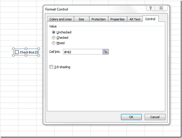 Check mark option is enabled in the format cell option. Insert Checkboxes In Excel 2010