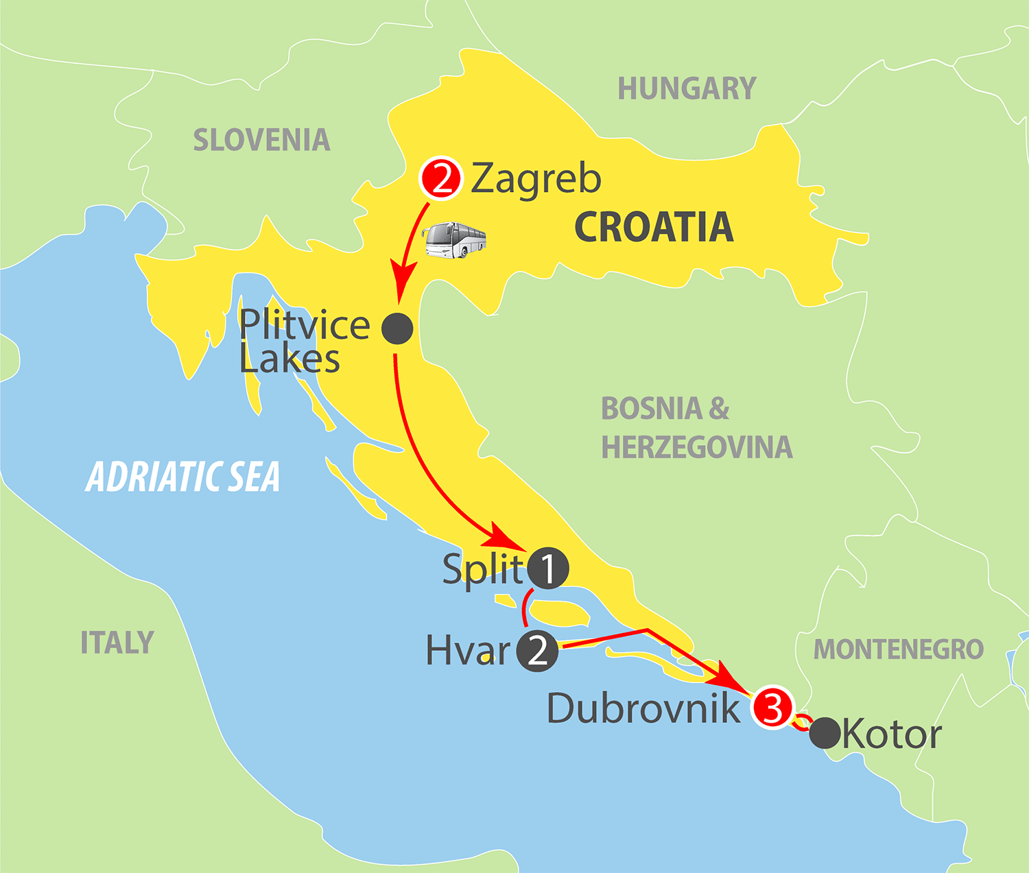 Alternativ kannst du dich auch organisierten touren anschließen, so z.b: Adriatic Travel Inc. Â» Croatia Express
