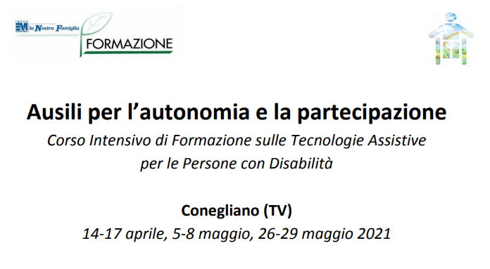 Ausili Per L'autonomia E La Partecipazione - Corso Intensivo Di Formazione Sulle Tecnologie Assistive Per Le Persone Con Disabilità - Conegliano (Tv) 14-17 Aprile, 5-8 Maggio, 26-29 Maggio 2021 | Aito 383_x_696_png