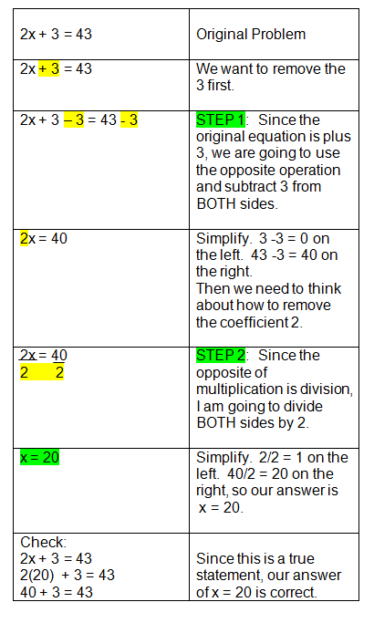 Take the logarithm of each side. Algebra Equations - Two Step Equations