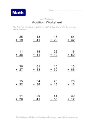 addition worksheet 3 all kids network