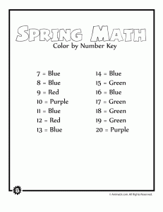 spring math worksheets addition color by number animal jr