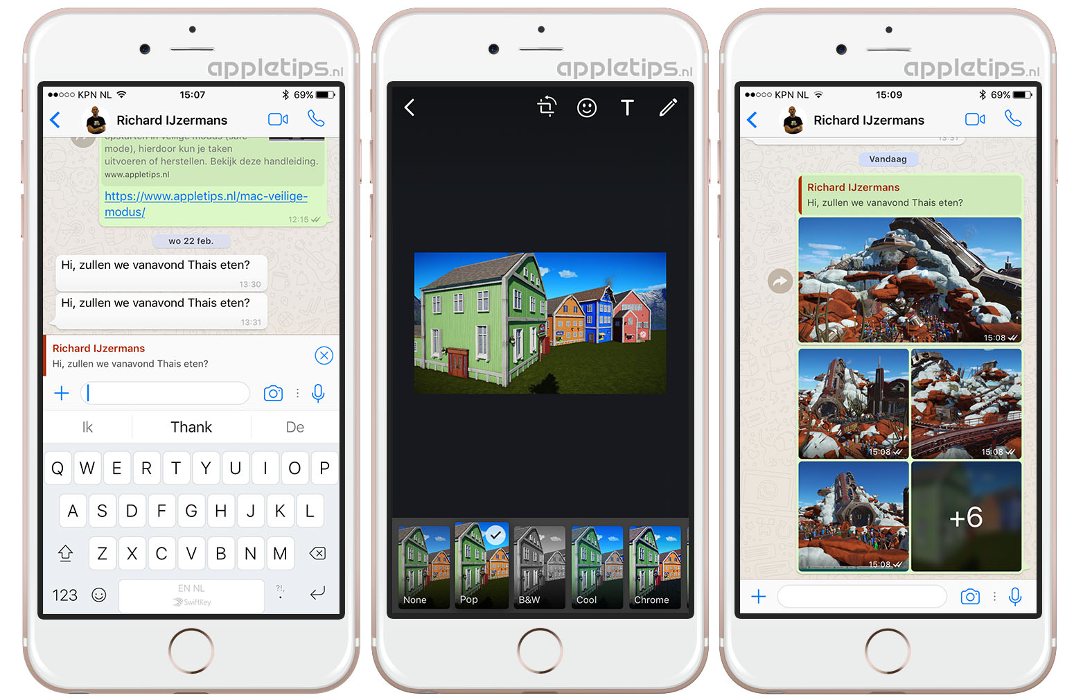 Foto's voorzien van WhatsApp filters en automatische albums appletips