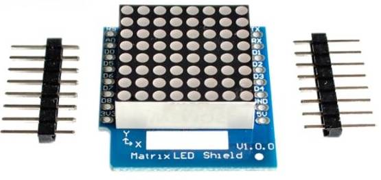 Matrix LED Shield V1.0.0 für WEMOS D1 Mini 8x8 Matrix Dot Matrix LED ...