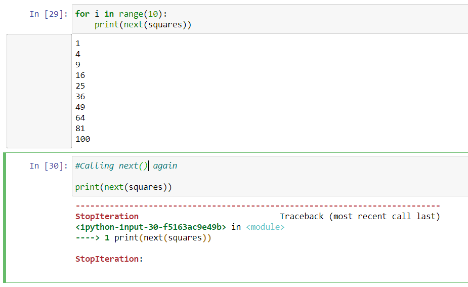 Be aware of the syntax to create generators, lika a list comprehension but with round brakets. Generators In Python With Easy Examples Askpython