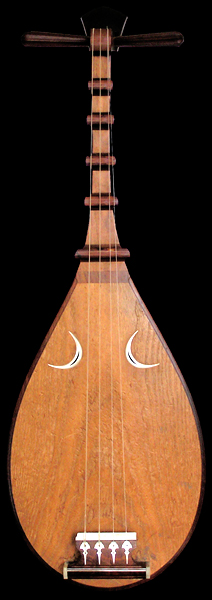 The biwa has a shallow, rounded back and silk strings (usually four or five) attached to slender lateral pegs. Biwa Japanese Instrument Mit Global Shakespeares