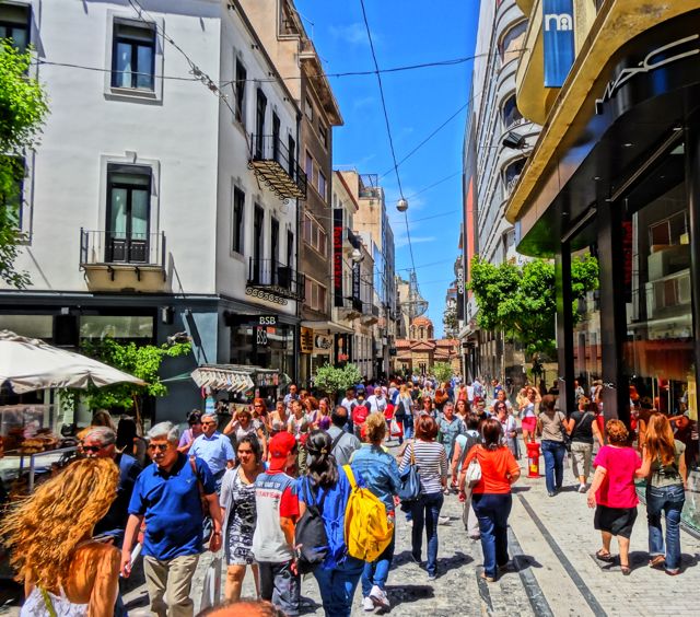 “if you want to help, please do nothing. Ermou Athens Main Shopping Street