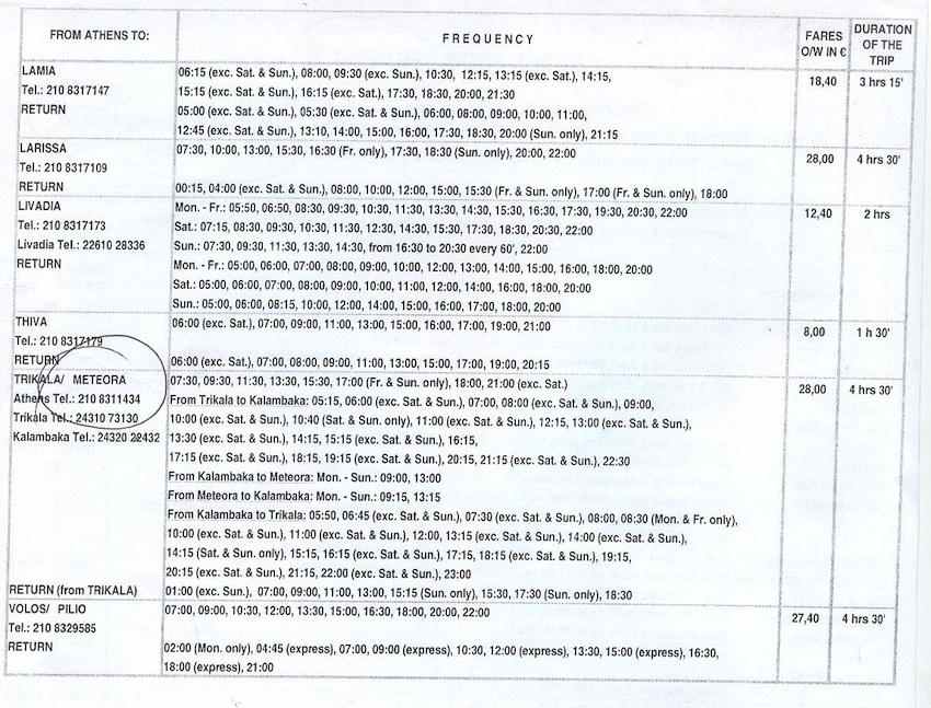 You won’t pay nearly as much for a bus. Athens Long Distance Bus Schedules Terminal B