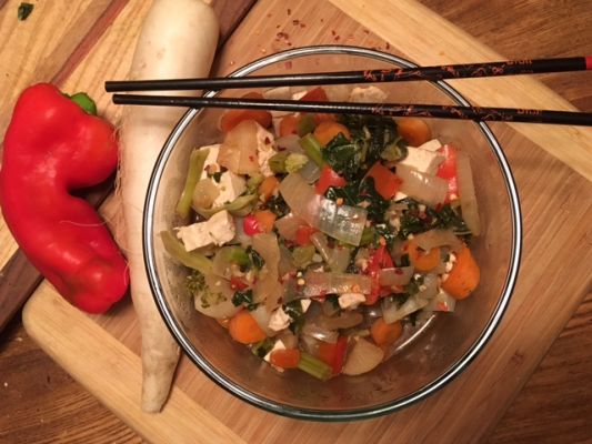 Unlike other radishes, it is as good cooked as it is raw. Teriyaki Stir Fry With Daikon Radish On Bakespace Com