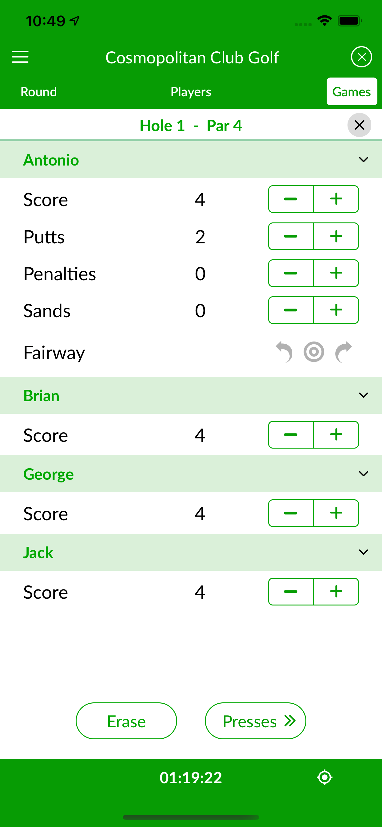 Each press creates a new bet from that point forward, and in large groups with multiple tee times, auto presses increase the action automatically. How To Play Nassau Golf Game Beezer Golf Golf Games Scoring App