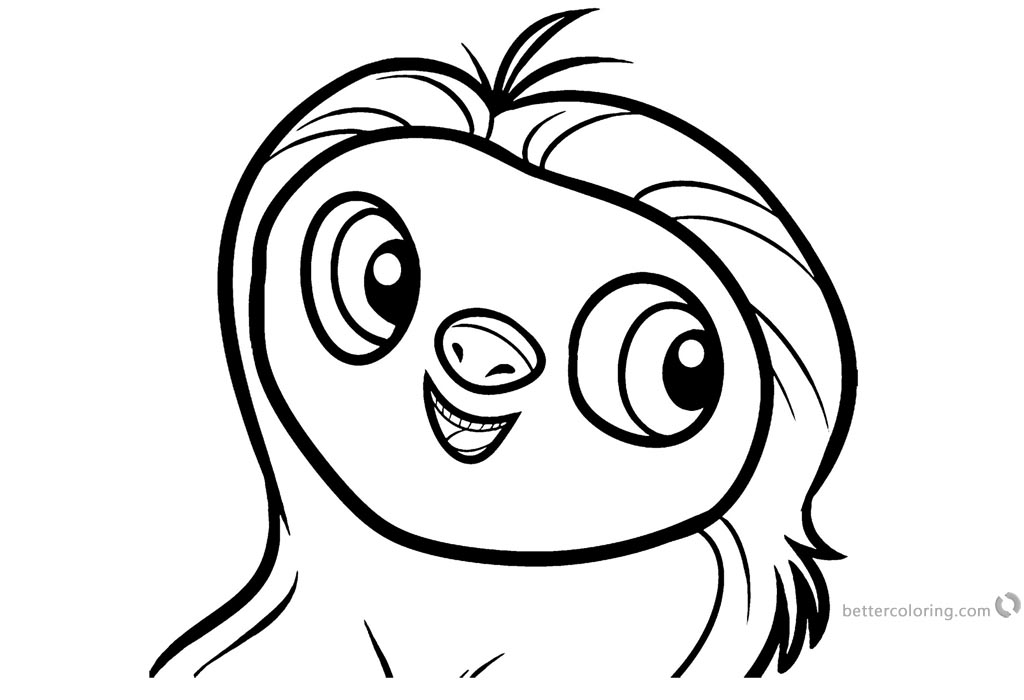 cute cartoon sloth coloring pages free printable