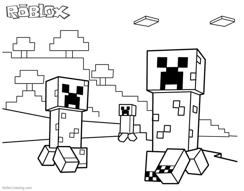 roblox minecraft coloring pages creepers free printable coloring pages